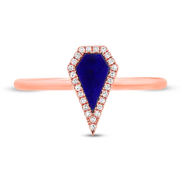 0.06ct Diamond & 0.32ct Lapis 14k Rose Gold Lady's Ring