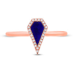 0.06ct Diamond & 0.32ct Lapis 14k Rose Gold Lady's Ring