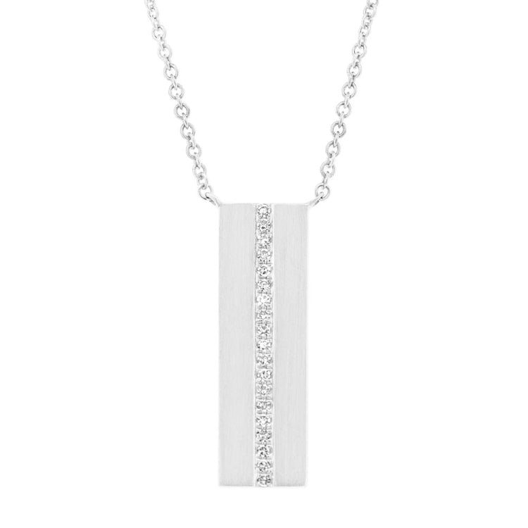 0.06ct 14k White Gold Diamond Bar Necklace