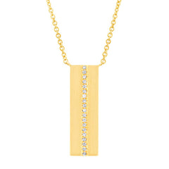 0.06ct 14k Yelllow Gold Diamond Bar Pendant