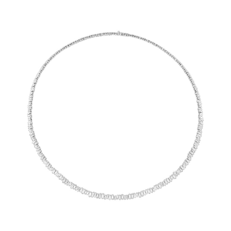3.96ct 14k White Gold Diamond Baguette Choker Necklace