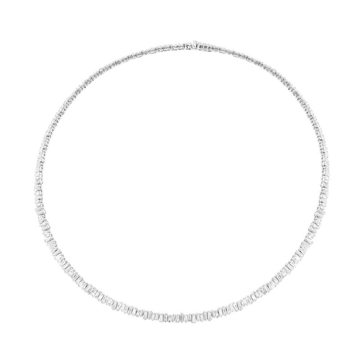 9.32ct 14k White Gold Diamond Baguette Choker Necklace