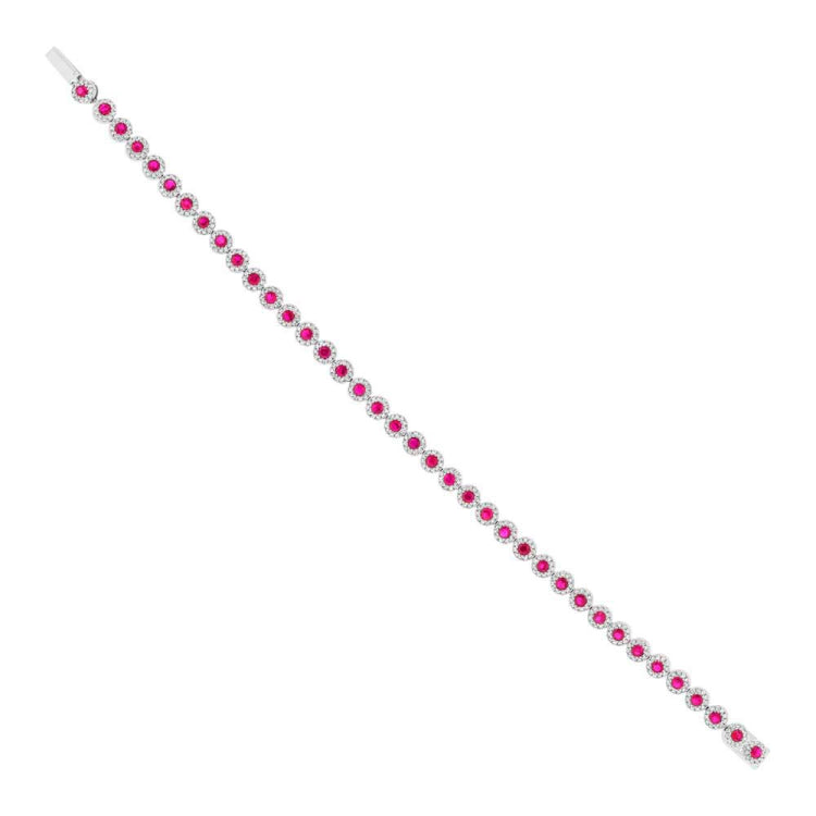 1.28ct Diamond & 3.65ct Ruby 14k White Gold Bracelet