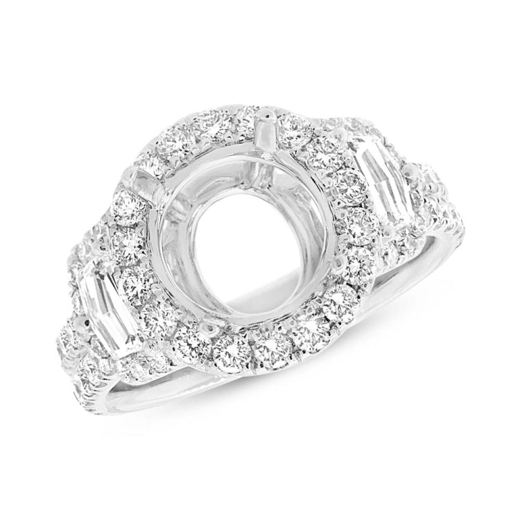 2.10ct 18k White Gold Diamond Semi-mount Ring for 3.00ct Center