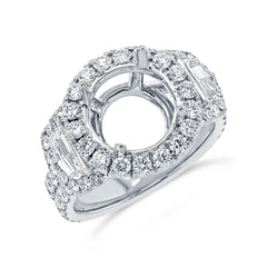 2.30ct 18k White Gold Diamond Semi-mount Ring for 3.50ct Center