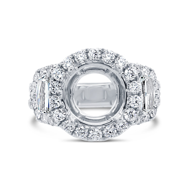2.30ct 18k White Gold Diamond Semi-mount Ring for 3.50ct Center