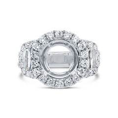 2.30ct 18k White Gold Diamond Semi-mount Ring for 3.50ct Center