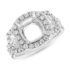 2.30ct 18k White Gold Diamond Semi-mount Ring for 9x9mm Center