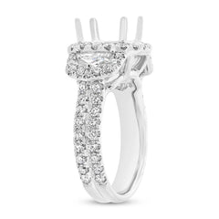 2.30ct 18k White Gold Diamond Semi-mount Ring for 9x9mm Center