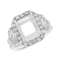 2.30ct 18k White Gold Diamond Semi-mount Ring for 11x9mm Center