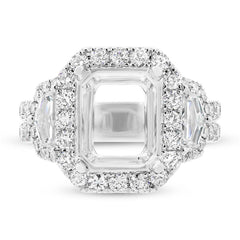 2.30ct 18k White Gold Diamond Semi-mount Ring for 11x9mm Center