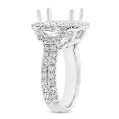 2.30ct 18k White Gold Diamond Semi-mount Ring for 11x9mm Center