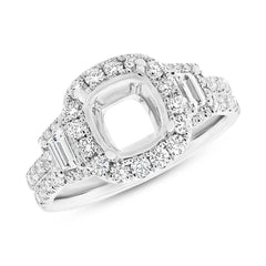 1.65ct 18k White Gold Diamond Semi-mount Ring for 8x8mm Center
