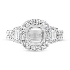 1.65ct 18k White Gold Diamond Semi-mount Ring for 8x8mm Center