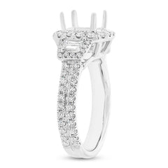 1.65ct 18k White Gold Diamond Semi-mount Ring for 8x8mm Center