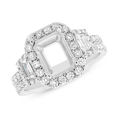 1.65ct 18k White Gold Diamond Semi-mount Ring for 9x7mm Center
