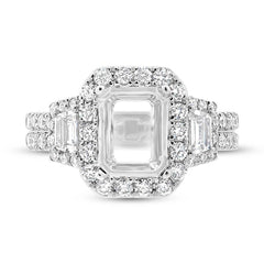 1.65ct 18k White Gold Diamond Semi-mount Ring for 9x7mm Center