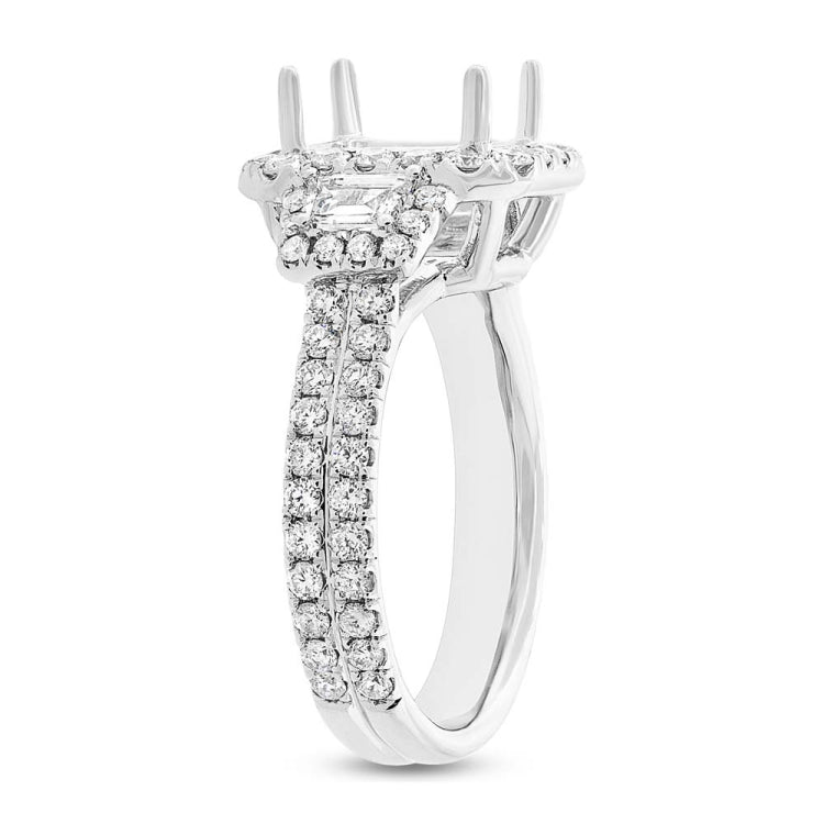 1.65ct 18k White Gold Diamond Semi-mount Ring for 9x7mm Center