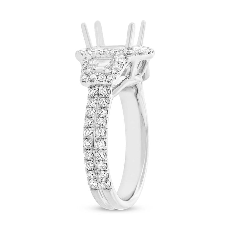 1.65ct 18k White Gold Diamond Semi-mount Ring for 2.00ct Center