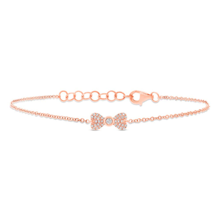 0.11ct 14k Rose Gold Diamond Bow Bracelet