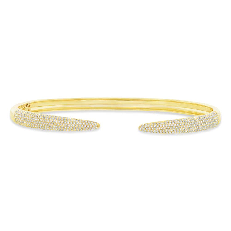 0.89ct 14k Yellow Gold Diamond Pave Bangle