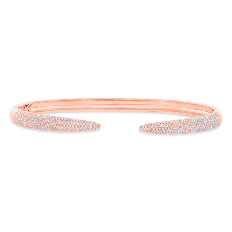 0.89ct 14k Rose Gold Diamond Pave Bangle