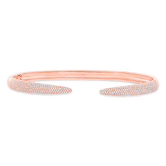 0.89ct 14k Rose Gold Diamond Pave Bangle