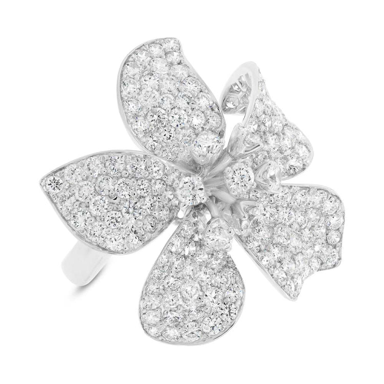 4.19ct 18k White Gold Diamond Flower Lady's Ring