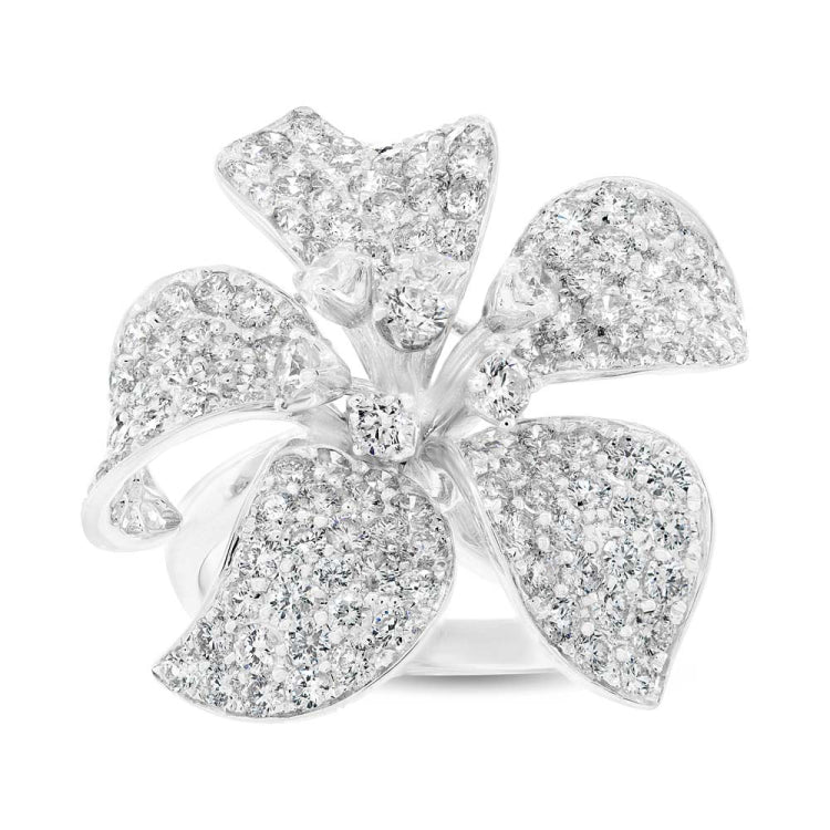 4.19ct 18k White Gold Diamond Flower Lady's Ring