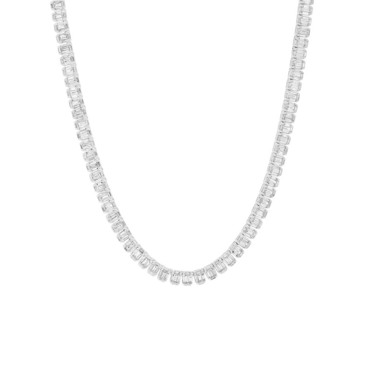 8.77ct 18k White Gold Diamond Baguette Necklace