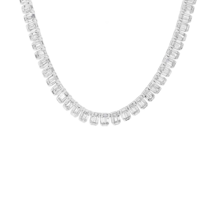 8.77ct 18k White Gold Diamond Baguette Necklace