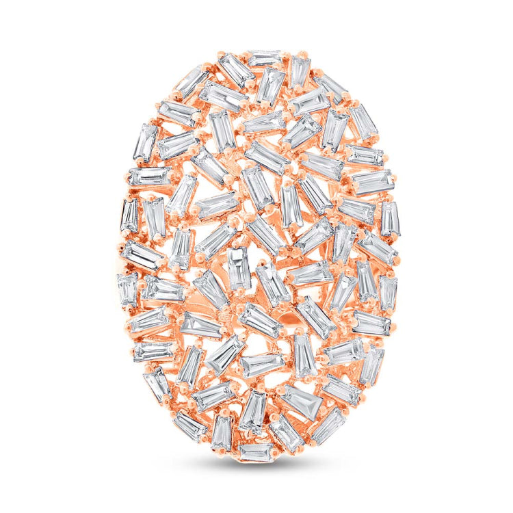 2.97ct 14k Rose Gold Diamond Baguette Lady's Ring