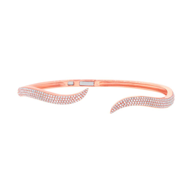 0.84ct 14k Rose Gold Diamond Pave Bangle