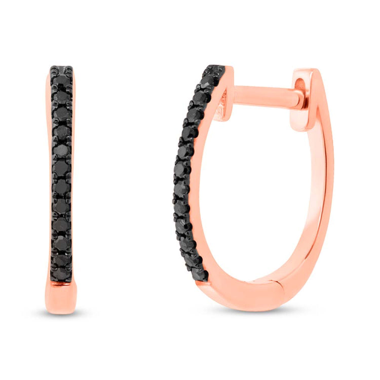 0.08ct 14k Rose Gold Black Diamond Huggie Earring