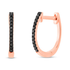 0.08ct 14k Rose Gold Black Diamond Huggie Earring