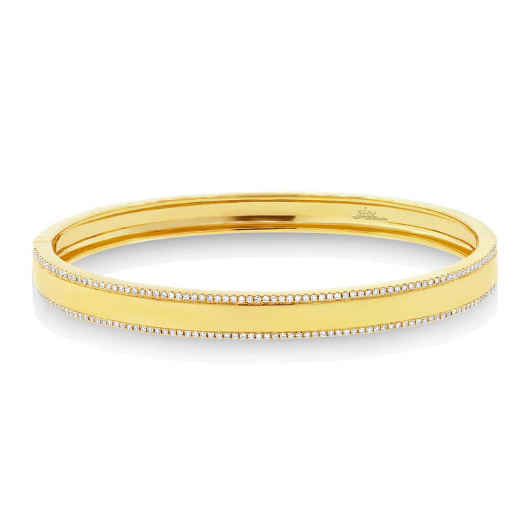 0.47ct 14k Yellow Gold Diamond ID Bangle