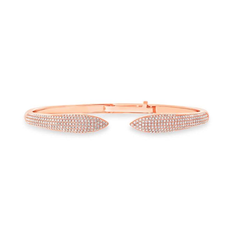 1.08ct 14k Rose Gold Diamond Claw Bangle