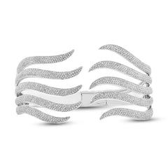 4.17ct 14k White Gold Diamond Pave Bangle