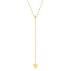 0.06ct 14k Yellow Gold Diamond Heart Lariat Necklace