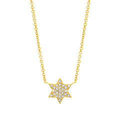 0.06ct 14k Yellow Gold Diamond Star of David Necklace