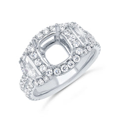 2.05ct 18k White Gold Diamond Semi-mount Ring for 8.5x8.5mm Center