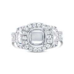 2.05ct 18k White Gold Diamond Semi-mount Ring for 8.5x8.5mm Center