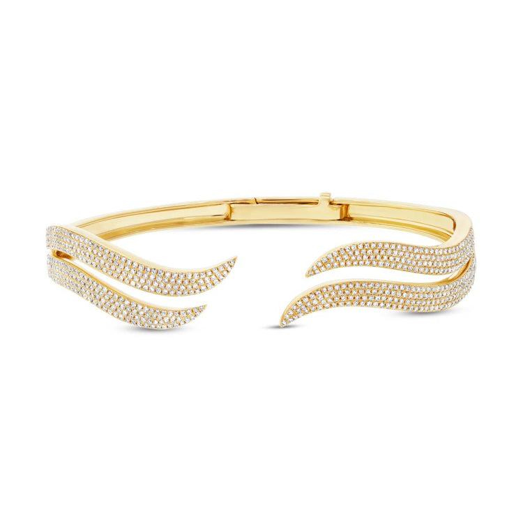 1.59ct 14k Yellow Gold Diamond Pave Bangle