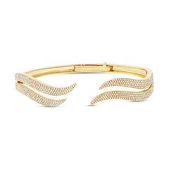 1.59ct 14k Yellow Gold Diamond Pave Bangle