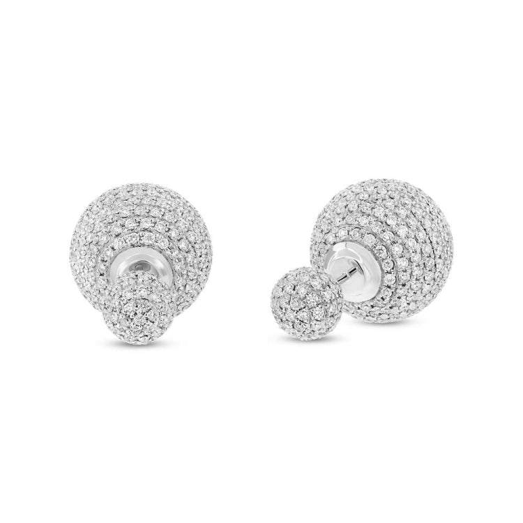 5.53ct 14k White Gold Diamond Cluster Ball Earring