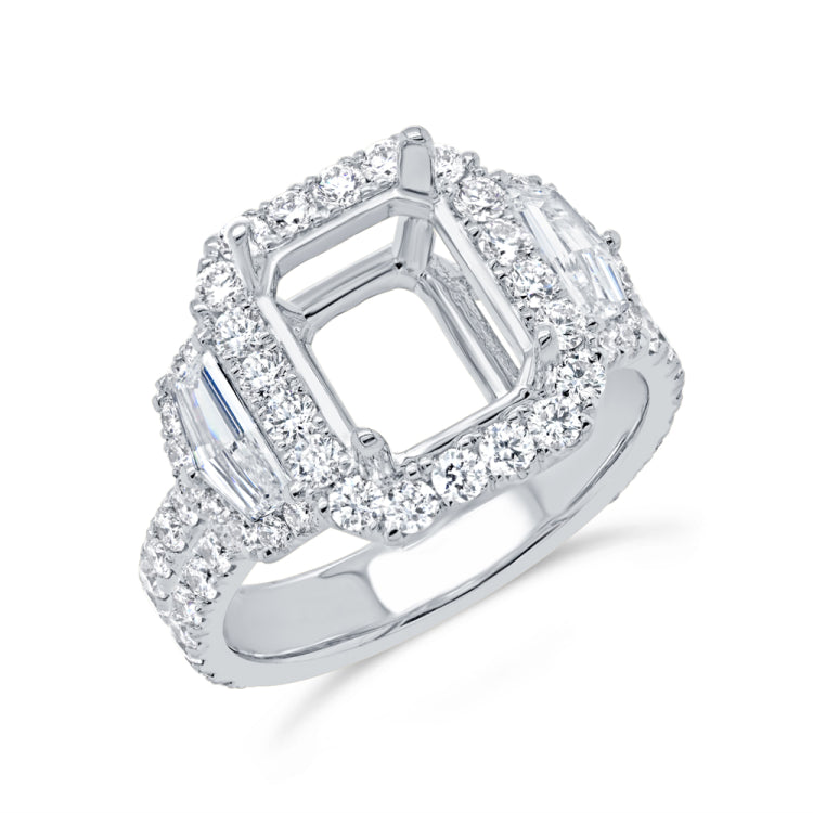 2.05ct 18k White Gold Diamond Semi-mount Ring for 10x8mm Center