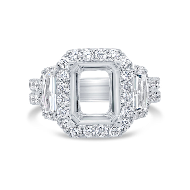 2.05ct 18k White Gold Diamond Semi-mount Ring for 10x8mm Center