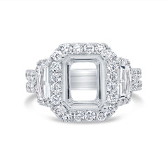 2.05ct 18k White Gold Diamond Semi-mount Ring for 10x8mm Center