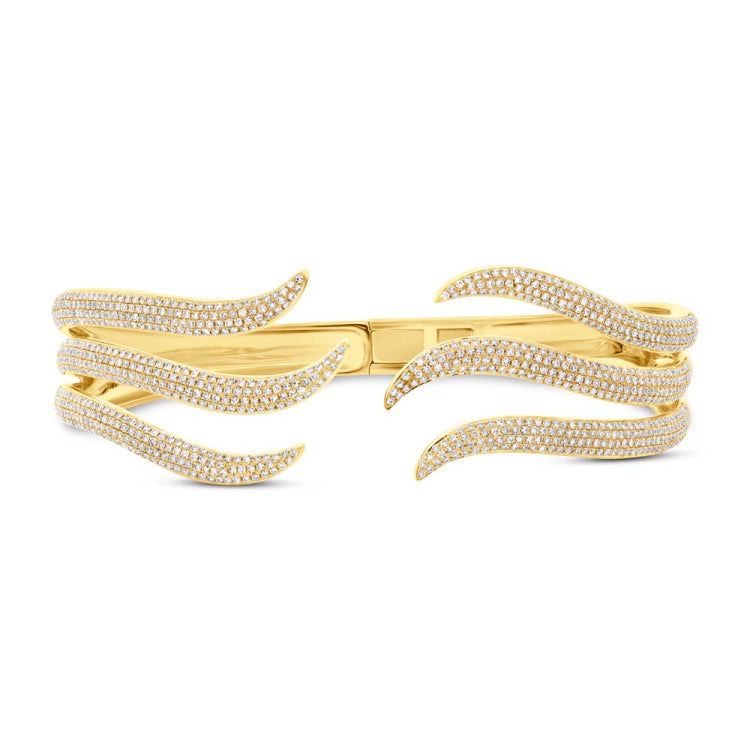2.39ct 14k Yellow Gold Diamond Pave Bangle