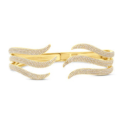 2.39ct 14k Yellow Gold Diamond Pave Bangle